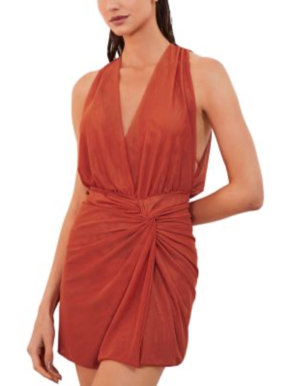 Rust Knot-Front Mini Dress - Women